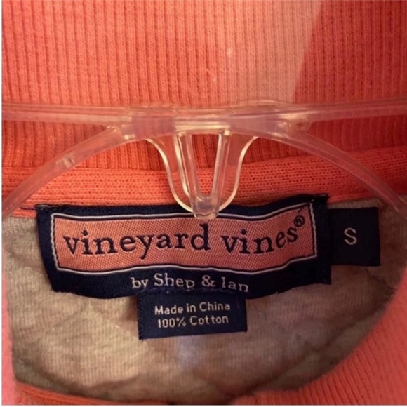 Vineyard Vines Shep Pink Coral Grey Quarter Zip Pullover Sweatshirt Small - Picture 10 of 10